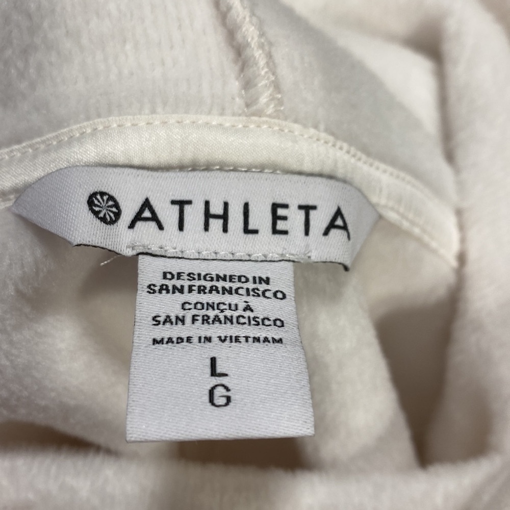 ATHLETA women’s cream super soft cropped Cozy Karma Funnel Neck Sweatshirt - Picture 5 of 11